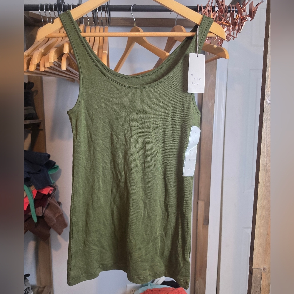 a new day Olive Green Tank Top — Scoop Neck Basic